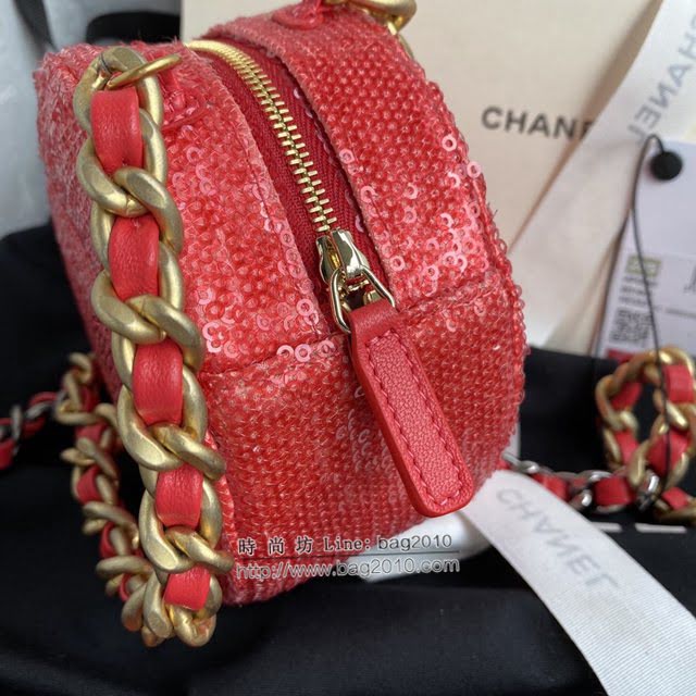Chanel女包 香奈兒專櫃最新款亮片圓餅小挎包 Chanel大菱格粗鏈條女包 AP0945  djc4057